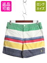 【7/18 ご愛顧感謝デーポイントUP!】 ポロ ラルフローレン ボーダー ショートパンツ メンズ M / 古着 ショーツ ストレッチ コットン チノ 短パン バギーズ タイプ ワンポイント| 中古 POLO RALPH LAUREN ハーフパンツ タックなし ショート パンツ チノパン チノショーツ ゆ