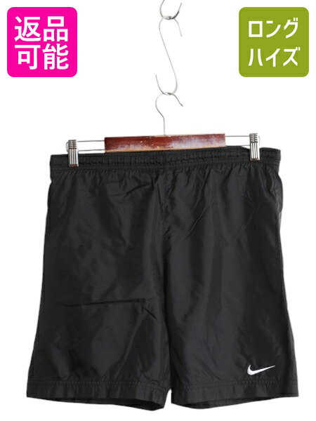 【11/16 48h限定555円OFFクーポン!】 90s ナイキ ナイロン ショートパンツ レディース L メンズ M 程/ オールド ショーツ 短パン 海パン 水陸両用 インナー付き スウッシュ 黒| 古着 中古 90's 90年代 ブラック NIKE スウォッシュ ハーフパンツ ショート パンツ スイムパン