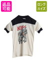 70s KISS プリント フットボール Tシャツ キッズ 110cm / ヴィンテージ オフィシャル イラスト バンド ロック メタル 当時物 ツートン 子供...