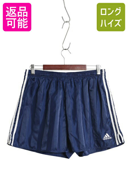 90s アディダス ナイロン ショートパンツ メンズ L 古着 オールド 短パン ショーツ スポーツ トレーニング 3ライン ストライプ サッカー 紺| 中古 90's 90年代 ADIDAS ショート パンツ ナイロンパンツ ハーフパンツ パフォーマンス ワンポイント ロゴ 刺繍 ランニング 紺 白