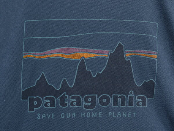 パタゴニア 両面 プリント 半袖 Tシャツ メンズ S 古着 22年製 アウトドア バックプリント グラフィック カットソー オーガニック コットン| 中古 Patagonia 半袖Tシャツ プリントTシャツ ロゴTシャツ プリントT ロゴT スカイライン シンプル クルーネック ネイビー 紺 USED