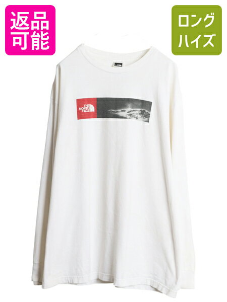 【11/20 BF4h限定777円OFF×P5倍】 ノースフェイス 両面 プリント 長袖 Tシャツ メンズ XL / 古着 アート イラスト グラフィック バックプリント ヘビーウェイト 大きいサイズ| 中古 The North Face アウトドア カットソー 長袖Tシャツ ロングTシャツ プリントTシャツ ロゴT