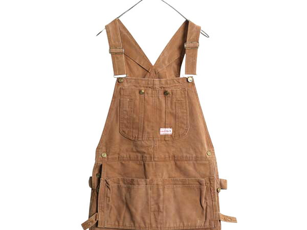 70s 80s USA製 ビッグスミス ダブルニー ダック オーバーオール メンズ 32 30 ヴィンテージ ペインター ワーク エプロン付き 濃い ブラウン| 古着 中古 70年代 80年代 アメリカ製 BIG SMITH RED ROCK ビンテージ ツナギ オールインワン サロペット ストレート ヘビーウェイト