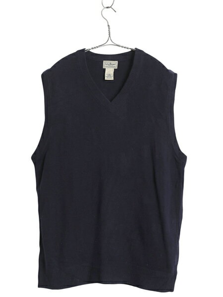 エルエルビーン Vネック ニット ベスト メンズ M / ラム ウール セーター プルオーバー 重ね着 ジレ シンプル 無地 薄手 ネイビー きれいめ| 古着 中古 LLBEAN LLビーン ウールニット ニットベスト ウールベスト 無地ベスト ノースリーブ トップス カジュアル アウトドア 紺