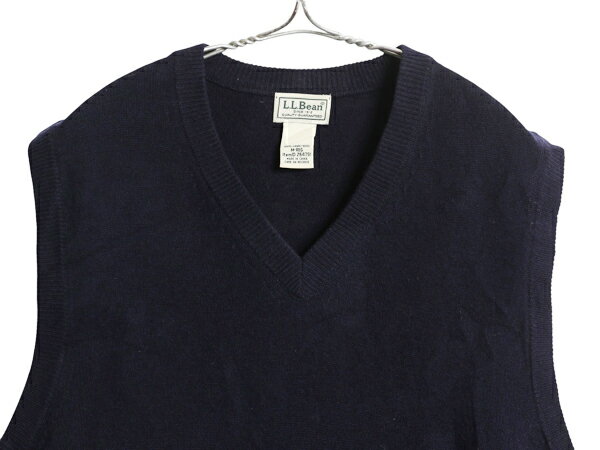 エルエルビーン Vネック ニット ベスト メンズ M / ラム ウール セーター プルオーバー 重ね着 ジレ シンプル 無地 薄手 ネイビー きれいめ| 古着 中古 LLBEAN LLビーン ウールニット ニットベスト ウールベスト 無地ベスト ノースリーブ トップス カジュアル アウトドア 紺