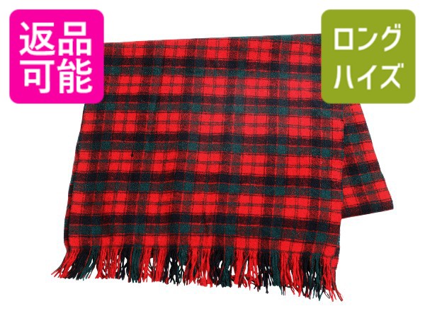 60s USA製 ペンドルトン マフラー メンズ レディース / ヴィンテージ チェック ウール ストール 防寒 フリンジ付き マルチカラー シンプル| 古着 中古 60s 60年代 アメリカ製 PENDLETON 旧タグ ビンテージ ウールマフラー タータンチェック あったか おすすめ カジュアル