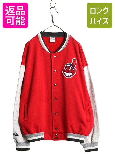 【11/20 BF4h限定777円OFF×P5倍】 90s USA製 インディアンズ スウェット スタジャン メンズ XXL / オールド MLB メジャーリーグ マジェスティック トレーナー 大きいサイズ| 古着 中古 90's 90年代 majestic アメリカ製 2XL スタジアム ジャンパー ブルゾン スエット スナ