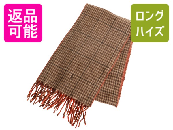 90s イタリア製 ポロ ラルフローレン フリンジ付き マフラー メンズ レディース / 古着 オールド リバーシブル 無地 チェック ラム ウール| 中古 90年代 POLO RALPH LAUREN ウールマフラー ストール カジュアル シンプル ビジネス 防寒 ふわふわ あったか おしゃれ おすすめ