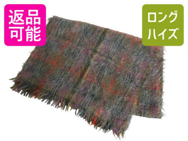 50's 60's スコットランド製 100% モヘア 大判 ストール メンズ レディース / ヴィンテージ チェック フリンジ付き 上質 防寒 大きいサイズ| 中古 50s 60s 50年代 60年代 ビンテージ モヘヤ モヘアマフラー ひざ掛け タータンチェック おしゃれ あったか おすすめ アウトドア