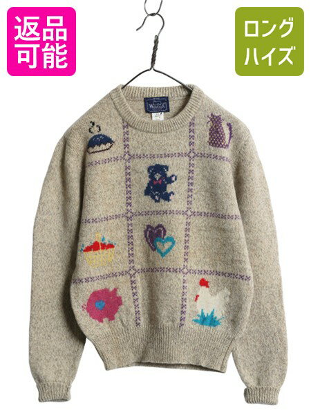 80s ウールリッチ デザイン ニット セーター レディース M 古着 旧タグ ヴィンテージ 長袖ニット ウー..