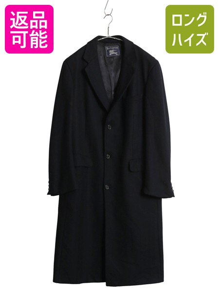 商品情報商品番号wnv182502商品名80s 90s ★ バーバリー プローサム チェスター コート メンズ XL スコットランド製毛 ヘリンボーン ウール カシミヤ テーラード ロング 紺商品説明80~90年代頃のオールド ビンテージ 旧タグ 1856年創業のイギリスを代表するブランド BURBERRYS PRORSUM の チェスターフィールドコート です。 バーバリー・プローサムは、バーバリーの中でも 最もデザインや素材にこだわって作られている最高級ラインです。 BURBERRY(S)表記のある2000年代以前の商品 1826年設立のアメリカで最も古い百貨店の一つである Lord &amp; Taylor の別注モデル 品質はお墨付きです。 内ポケットにユニオンチケットが付く 希少な MADE IN USA( アメリカ製 ユニオンメイド ) 素材は、87% WOOL : 13% CASHMERE Fabric Loomed in Scotland (スコットランド製毛) イングランドの老舗ファブリックメーカー MOORBROOK ムーアブルック 社のファブリックを彷彿させる 美しい織目が特徴的なヘリンボーン生地 柔らかく軽い保温性の高い ウール カシミヤ の混紡 しっかりとした厚みがありながらも 見た目よりも軽くストレスなく着て頂ける バーバリーらしい高級素材が使用されています。 内側は脱ぎ着のしやすいサテンのライナー付き ブランドロゴのエンボス加工が全体に入った非常に凝った仕様 3ボタンフロント、左胸にスラッシュポケット 両サイドにフラップが付きます。 合わせやすい落ち着いた、ネイビー × ブラック オーバーコートの中で最もドレッシーといえる チェスターフィールドコート 流行に左右されない、トラディショナルなデザイン 丁寧な仕立て、高級感のあるルックス シルエットの美しさは言うまでもありません まさしく、一生物 1枚あれば何かと重宝する、長く愛用できる商品です。 ブランド情報カラーネイビー | ブラック生産国MADE IN USA( アメリカ製 ユニオンメイド ) 状態説明コンディションフロント右下、右ポケット下、フロント裾 左袖ライナーにリペア、ライナーに一部スレがあります。 普段古着慣れされている方なら、 それ程気にならない程度です( 写真参照 ) それ以外は、多少の使用感がある程度で 特に表記するところの無い非常に良い状態です。 サイズ表記サイズ不明 メンズ XL 程 (実寸をご確認ください)着丈117cm【バック襟付け根からの計測】身幅63cm【脇下で計測】肩幅52cm袖丈(肩から)67cm袖丈(脇下から)45cm補足（計測は全て平置きでの計測になります。多少の誤差はご了承下さい） サイズの測り方についてはこちら 当店について 当店の商品は、国内の買い取りなどは行なわず、私たちが直接アメリカから買い付けてきた新品 デッドストック 等の US古着、インポート オンリーの商品です。靴 鞄 帽子 ファッション 小物 などの全身コーディネートできる物春服 夏服 春夏 秋冬、秋服、冬服 など様々な季節　オシャレ おしゃれ かわいい カワイイ かっこいい 流行 トレンド 旬 シンプル インパクト カジュアル フォーマルストリート 定番 人気 など様々なスタイルに対応できる商品特に アメリカン カジュアル ( アメカジ ) ストリートアウトドア ワーク ミリタリー と言った機能性 に優れ長く愛用できる物を幅広く取り揃えています。大切な人の 贈り物 ( ギフト )誕生日 母の日　父の日　敬老の日　クリスマス　ハロウィン バレンタイン　就職祝い 入学祝い 進学祝い 結婚祝いにもお使い頂ける、心のこもった 1点物 もお探しいただけます。ひとつひとつ厳選した幅広いジャンルの商品お楽しみください。 注意事項商品について一見して分かる目立つヨゴレやダメージは商品画像や商品説明に記載はしていますが 着用に支障が無いと判断した物や裏側等の着用時見えない場所、古着慣れされている方 なら問題無い範囲内と判断したヨゴレ、小さなダメージの説明は省いている場合があります。 (その様な場合でもこちらの判断で良品、美品と記載している物もあります) 見えない場所や細かいヨゴレ、ダメージの気になる方はご購入前に必ずご相談下さい。 サイズについては多少の誤差はご了承願います。 撮影時の光や環境、ご使用のブラウザによって実際の色と異なる場合があります。 写真と商品説明文を確認して、少しでも気になる点があれば必ずご入札前にご質問下さい。在庫について掲載商品に関しましては、実店舗でも同時に販売しており在庫の有無が反映されいていないことがあります。自動返信メールと別に、在庫の有無をメールでご連絡差し上げます。 在庫がない場合は、キャンセルのメールを配信させて頂いておりますこと、予めご了承ください。営業時間についてAM10:00 ~ PM16:00 上記時間内でもお問い合わせにお答え出来ない場合もあります。 急遽お休みを頂く場合もございますので気になる点はお早めにご質問下さい。 前もってお休みをお知らせ出来る場合は自己紹介欄等に記載させて頂きますのでご確認下さい。