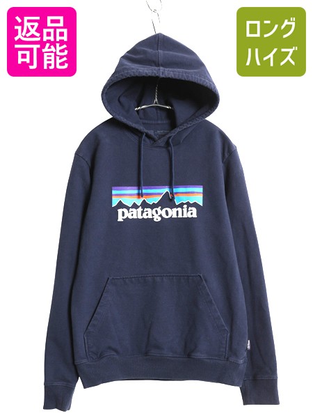 Rakuten - 【6/22 400円OFFクーポン×ポイント5倍】 パタゴニア プリント スウェット フード パーカー メンズ S / 20年製 トレーナー ストレッチ 裏起毛 プルオーバー ヘビーウェイト ネイビー| 古着 中古 Patagonia アウトドア スエット プリントパーカー ロゴパーカー フードパーカ