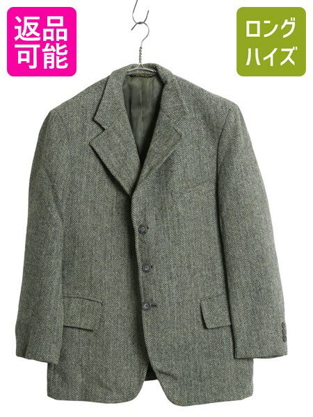 希少色 HARRIS TWEED レナウン ライムグリーン テーラードジャケット 90年代〜 HARRIS TWEED ハリスツイード ウールテーラードジャケット