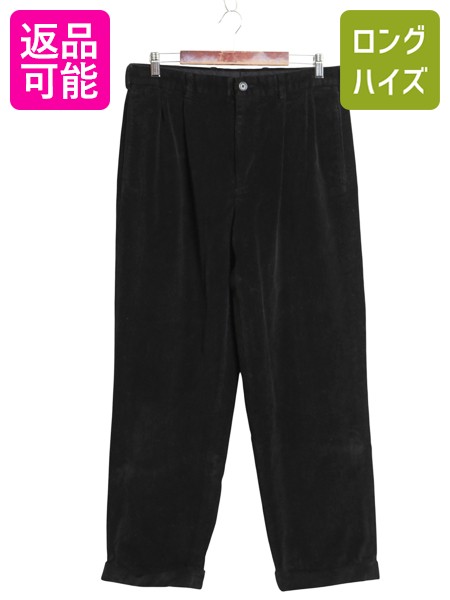 Rakuten - 【6/22 400円OFFクーポン×ポイント5倍】 ブルックスブラザーズ 太畝 コーデュロイ パンツ 実寸 34 29.5 ツータック スラックス ストレート コーズ ヘビーウェイト 裾ダブル 無地 黒| 古着 中古 ブラック Brooks Brothers ELLIOT コーデュロイパンツ 2タック コットンパンツ