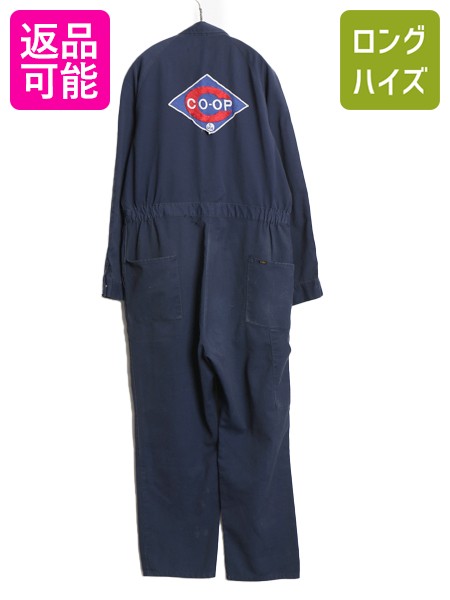 70s USA製 ★ Lee UNION ALLS オールインワン 44 メンズ XL / 古着 ヴィンテージ ワーク ツナギ ペインター パンツ コットン ピケ TALON 紺| 中古 70年代 70's ビンテージ アメリカ製 米国製 リー ワッペン付き ジャンプスーツ オーバオール ジーンズ ボトムス ネイビー USED
