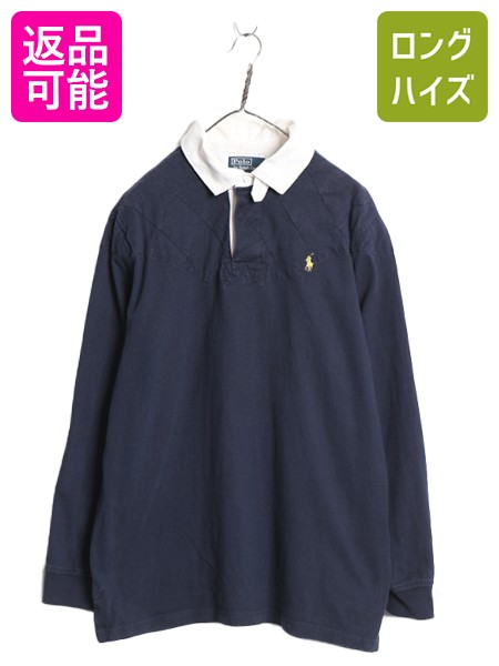 【5/6 48h限定10%OFFクーポン配布中!】 00s ポロ ラルフローレン 長袖 ラガーシャツ メンズ L / オールド ラグビー コットン 長袖シャツ ワンポイント ポロシャツ カットソー 紺| 古着 中古 00's 00年代 POLO RALPH LAUREN ラグビーシャツ ラガー 長袖ポロシャツ カジュアル