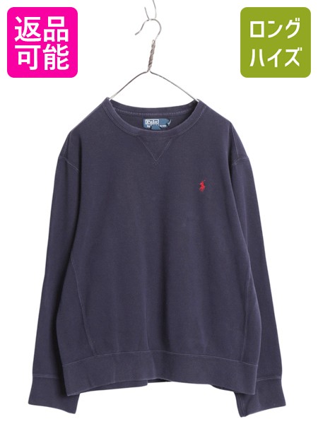 Rakuten - 【6/20 10名様限定1000円OFFクーポン!!】 00s ポロ ラルフローレン リブ編み コットン ニット スウェット メンズ M / 古着 セーター トレーナー ワンポイント 前V シンプル ネイビー| 中古 00年代 POLO RALPH LAUREN スエット ニットセーター 長袖ニット 長袖セーター コッ