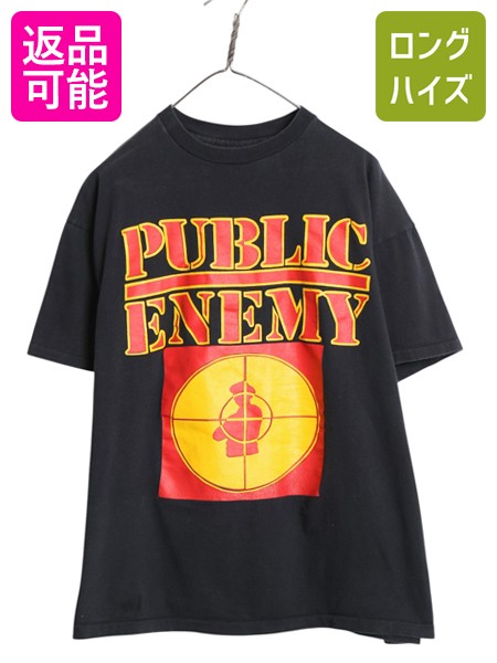 【6/22 400円OFFクーポン×ポイント5倍】 80s 90s USA製 ★ パブリックエネミー ターゲット ロゴ プリント Tシャツ メンズ XL / ヴィンテージ 当時物 ヒップホップ ラップ バンド 黒 古着 中古 80年代 90年代 80 039 s 90 039 s ビンテージ PUBLIC ENEMY ブラック シングルステッチ