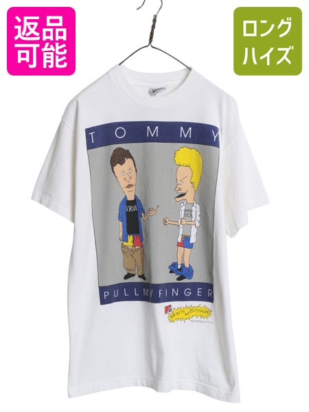 T-Shirts - 90s USA製 ★ ビーバス&バットヘッド パロディ プリント Tシャツ メンズ L STANLEY DESANTIS オフィシャル 当時物 キャラクター アニメ 白| 古着 中古 90’s 90年代 アメリカ製 オールド Beavis Butt Head シングルステッチ キャラ MTV 半袖Tシャツ プリントTシャツ USED