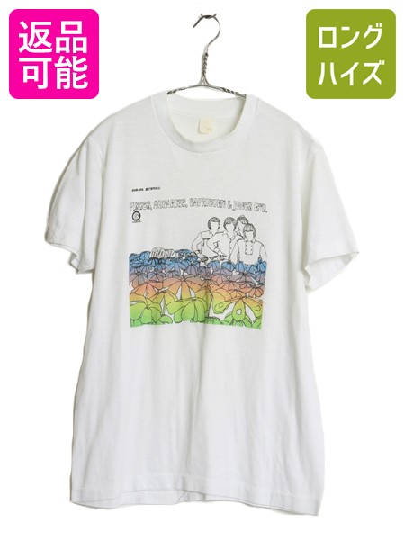 80s USA製 ザ モンキーズ イラスト プリント Tシャツ メンズ M ヴィンテージ 当時物 バンド ロック グラフィック シングルステッチ 白T 白| 古着 中古 80's 80年代 The Monkees アメリカ製 ビンテージ アート 半袖Tシャツ プリントTシシャツ バンドTシャツ ロックTシャツ