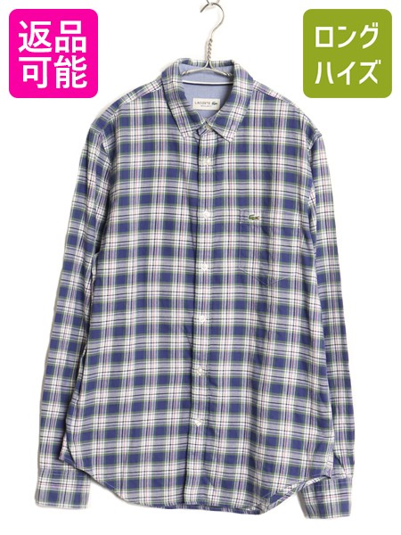Rakuten - 【6/25 10名様限定10%OFFクーポン配布!】 ラコステ タータン チェック 長袖 シャツ メンズ M / コットン ワンポイント ポケット付き マルチカラー トップス カジュアル ワイシャツ| 古着 中古 LACOSTE コットンシャツ チェックシャツ カジュアルシャツ ワニ刺繍 薄手 レギュ