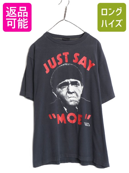 【5/6 48h限定10%OFFクーポン配布中!】 80s USA製 ★ 三ばか大将 ジョーク イラスト プリント Tシャツ メンズ XL ヴィンテージ ムービー メッセージ キャラクター 黒 大きいサイズ| 古着 中古 80年代 80's ビンテージ アメリカ製 ブラック The Three Stooges パロディ 3ばか