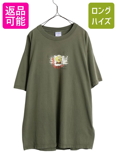 【5/18 ご愛顧感謝デーポイントUP!】 00s ★ スポンジボブ イラスト プリント Tシャツ  ...