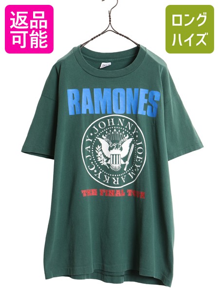Rakuten - 90s USA製 ★ ラモーンズ ツアー プリント Tシャツ メンズ XL 古着 オールド 当時物 バンド パンク ロック グラフィックイラスト バンT 緑| 中古 90年代 90's アメリカ製 米国製 RAMONES プリントTシャツ バンドTシャツ ロックTシャツ ヘビーウェイト 大きいサイズ アメカジ