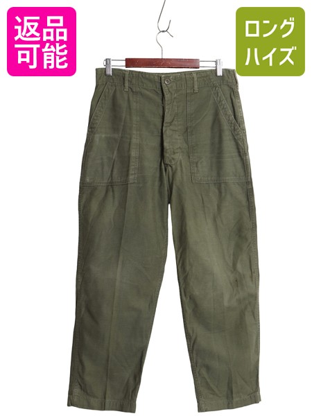Rakuten - 【6/18 ご愛顧感謝デーポイントUP!】 70s ★ 米軍実物 US ARMY コットン サテン ベイカー パンツ 実寸 32 28 程/ 76年製 ヴィンテージ ファティーグ ユーティリティ OG107 軍物| 古着 中古 70年代 70's ビンテージ USARMY ミリタリー ストレート ベイカーパンツ ユーティリ