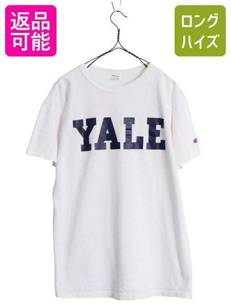 【8月限定★エントリーでP5倍！】 80s USA製 ★ チャンピオン YALE プリント Tシャツ メンズ L ヴィンテージ 100% コットン イエール カレッジ シングルステッチ アイビー 白| 古着 中古 80年代 80s ビンテージ アメリカ製 Champion トリコタグ 半袖Tシャツ ヘビーウェイト