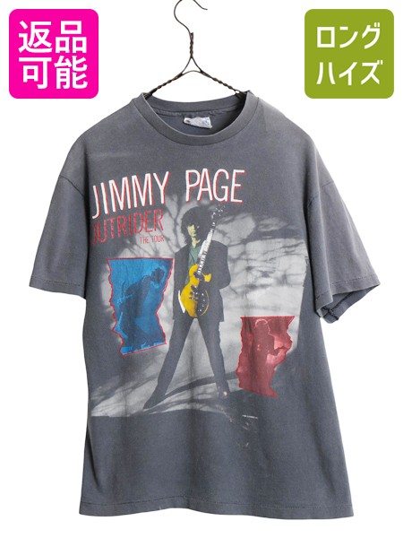 【8月限定★エントリーでP5倍！】 80s USA製 ★ ジミーページ ツアー イラスト プリント Tシャツ メンズ M 程/ ヴィンテージ レッドツェッペリン バンド ロック フェード 黒| 中古 80年代 80s ビンテージ アメリカ製 オフィシャル JIMMY PAGE 当時物 ブラック シングルステ