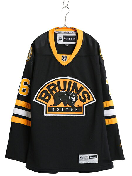 古着ヴィンテージショップLong hisの【8月限定★エントリーでP5倍！】 ブルーインズ ホッケー ジャージ メンズ M / NHL オフィシャル リーボック アイスホッケー ユニフォーム ゲームシャツ 長袖シャツ ブラック| 古着 中古 Reebok 黒 ユニホーム ロンT ホッケージャージ ホッケーシャツ Vネック 重ね着 ゲーム｜アングル2