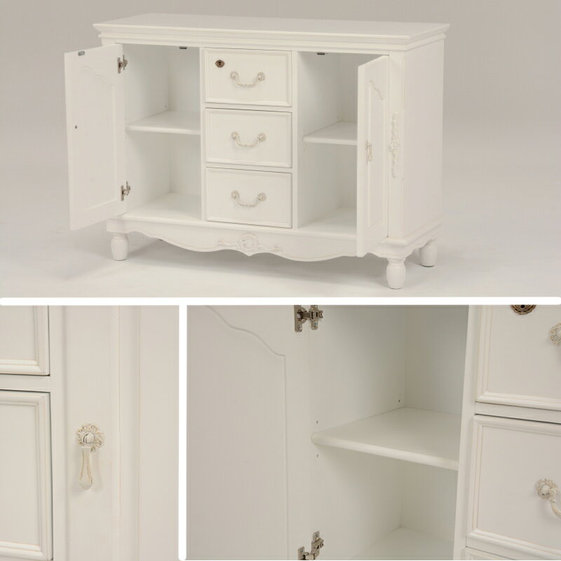 【スーパーSALE 500円クーポン】 送料無料 プリンセスホワイトキャビネットc ロマンチック 姫系 キャビネット ホワイト 家具 北欧 リビング インテリア メーカー直送 ca113