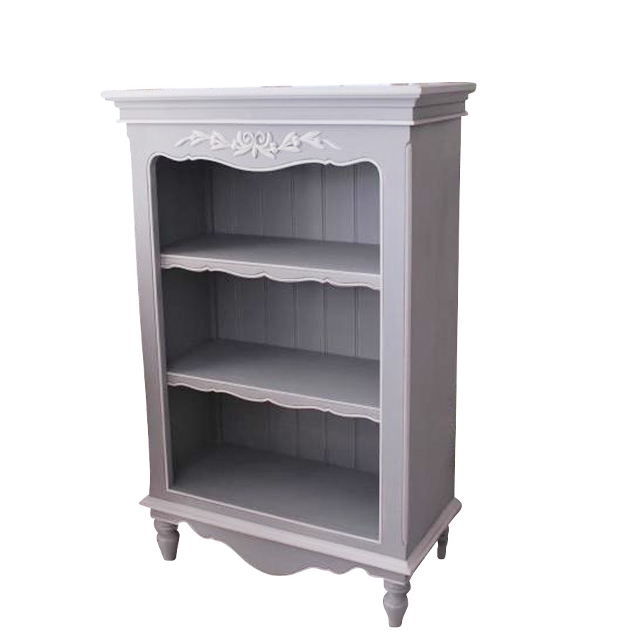 【 BLACK FRIDAY ポイント5倍】 本箱 ブックシェルフ 3段 グレー x ホワイト 飾り棚 フレンチプリンセ..