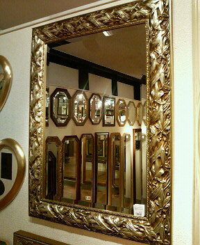 【29〜30日はポイント5倍】 鏡 ミラー 壁掛け アンティーク ウォールミラー アンティーク ロマンチック 姫系 シャビー スクエアシルバースクエアミラー 大...