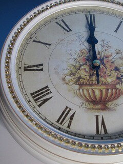 【 BLACK FRIDAY ポイント5倍】 両面時計 アンティーク シャビー 回転 アイアン 壁掛け時計 ブラケット時計 ウォールクロック ホワイト ロマンチック 姫系ラインストーン両面時計wa193w大人カワイイ新生活送料無料RCP 海外受注生産 wa193w