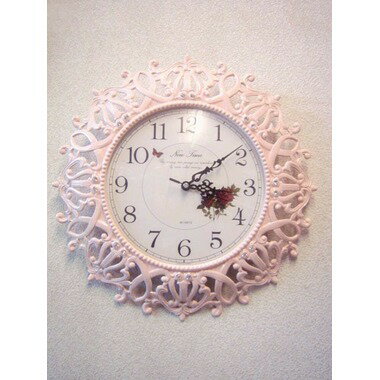 掛け時計 掛時計 時計 壁掛け アンティーク ロマンチック 姫系 インテリア クロック ピンクレリーフ壁掛け時計 大人 カワイイ ラグジュアリー