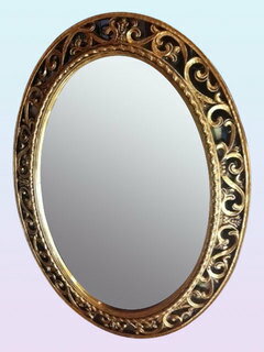【14、15日はポイント5倍】 壁掛けミラー 鏡 アンティーク ウォールミラー アンティーク ロマンチック 姫系 シャビー オーバル ゴールドアカンサスフレームミラー ラグジュアリー mr117g