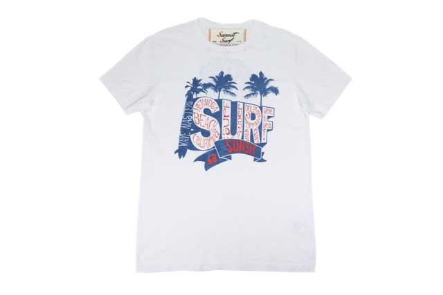 SUNSET SURF サンセットサーフ メンズ 半袖 Tシャツ「パームツリー」オプティックホワイト あす楽 アメカジ サーフ