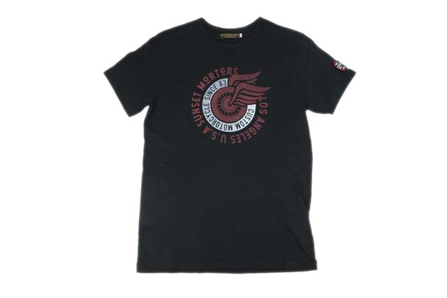 SUNSET MOTORS サンセットモータース メンズ 半袖Tシャツ「サンセットモータースロゴ」ヴィンテージブラック あす楽