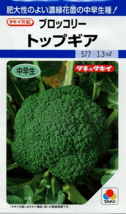 肥大性のよい濃緑中早生品種！1割引き！野菜種　ブロッコリートップギア　1.3ml タキイ交配