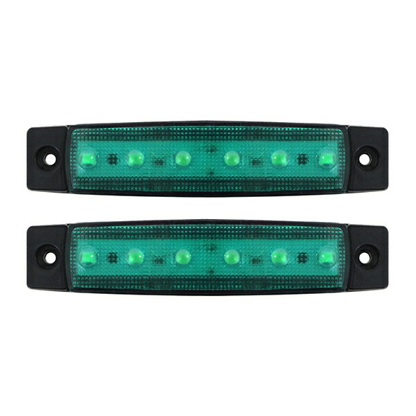 LED サイドマーカー 24V 車用 緑 グリーン 2個 フラット 角型 9mm 薄型マーカー トラック 車高灯 車幅灯 路肩灯 ワークライト デイライト