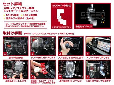 【選べるカラー4色】 ヴォクシー/ノア H19.6〜 70系 LEDシフトゲートイルミネーション シフトイルミ ブルー ホワイト ピンク グリーン 青 白 桃 緑 内装パーツ LED