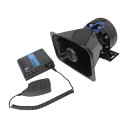 【送料無料】 130dB 100W 12V車載用 大音量 拡声器 スピーカー & マイク & アンプセット 5種 警笛音 サイレン付 イベント お祭り 選挙カーなどに