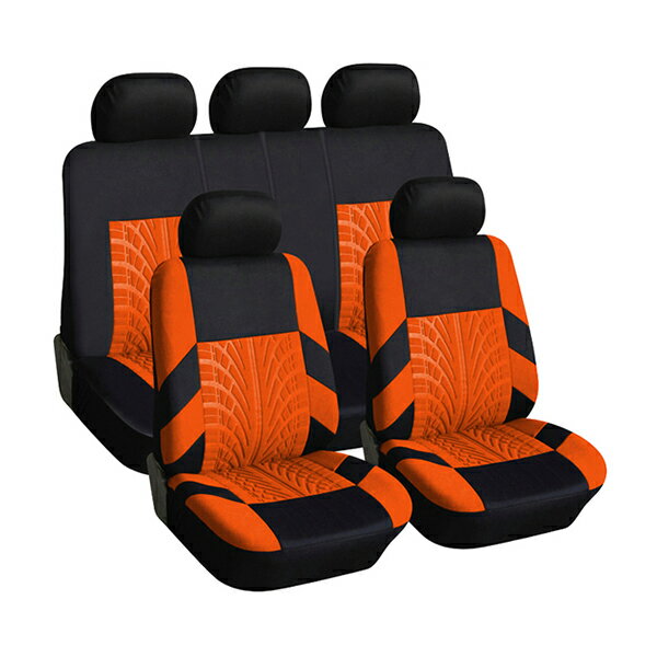 【送料無料】 収納ポケット付き シートカバー ホンダ CR-X CRX オレンジ 5席セット 1列目 2列目セット 汎用 簡単取付 被せるタイプ