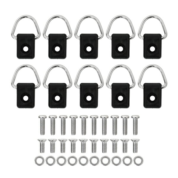 ユーティリティフック 10個セット スクエア型 ラゲッジフック Dリング フック ネジ ワッシャー 汎用 ジムニー エブリィ フリード N-VAN