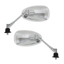 バックミラー メッキ オーバル 左右 バイク 純正タイプ 正ネジ2本 Vマックス XJ6N ビラーゴ400 マジェスティ ロードスター MAXAM 鏡 後付け ...