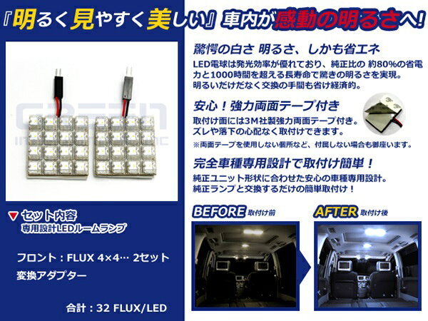 【メール便送料無料】 超高輝度LEDルームランプ パジェロ V97 H18.10～ 32発/2P 三...