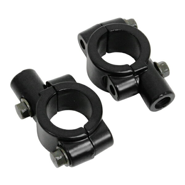 バイク ミラーホルダー 2個セット ブラック 黒 M10 正ネジ ミラー クランプ ホルダー 22.2mm対応 バイ..