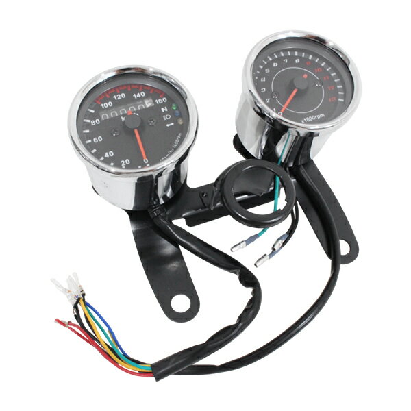 バイク タコメーター ＆ スピードメーター 電気式 機械式 ブラック 黒 モンキー ゴリラ Φ60 60mm ステ..